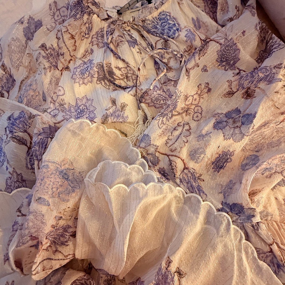 Floral Maxi Dress in Purple and Cream - Picture 15 of 15